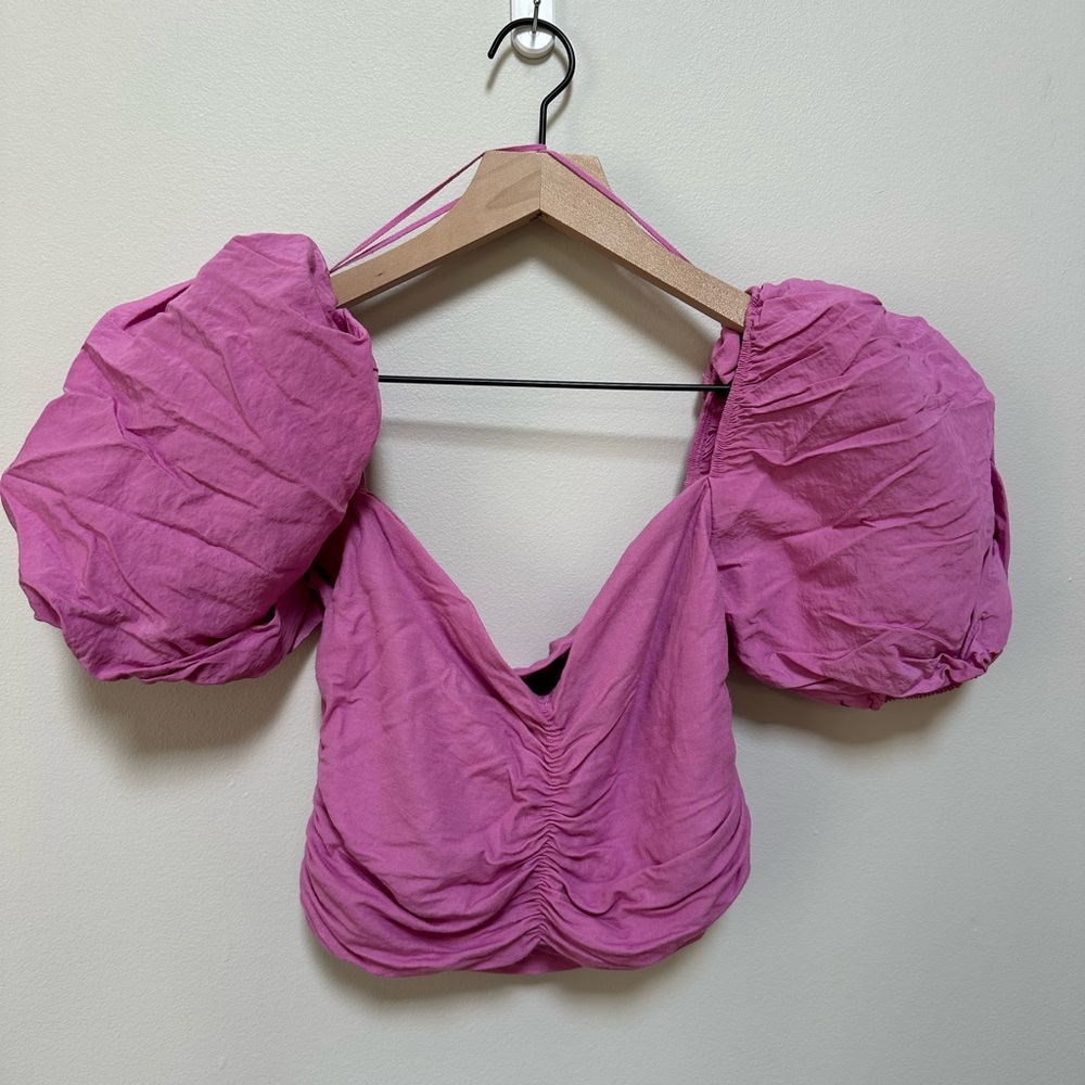 Zara Pink Puff Sleeve Blouse